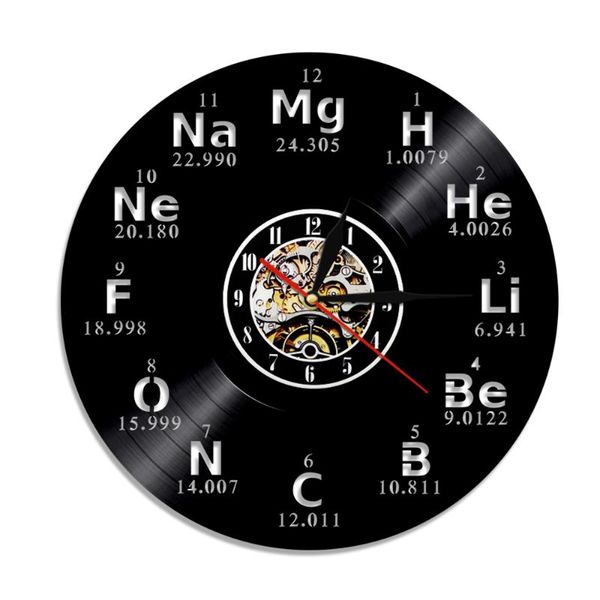 

wall clocks periodic table record clock chemistry math formula science hanging watch geek graphic classroom