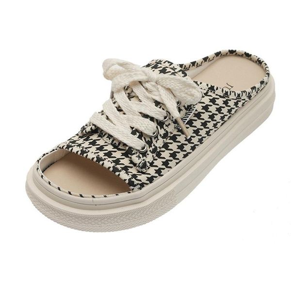 

slippers women's shoes 2021 summer casual fashion hollow out toe net celebrity street shooting student, Black