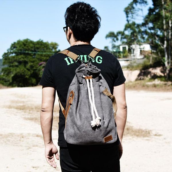 

backpack canvas shoulder bag drum vintage bags sports gym travel bucket men