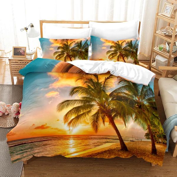 

bedding sets beach scenery set single twin full  king size sunset glow bed aldult kid bedroom duvetcover 3d print 016