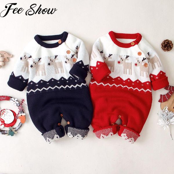 

infant baby boys girls christmas romper reindeer long sleeve elk printed pattern jumpsuit for boy clothes year costume jumpsuits, Blue