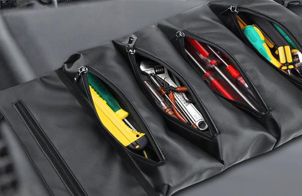 

car organizer tools bag roll up universal waxed accessory leather parts pouch rolling