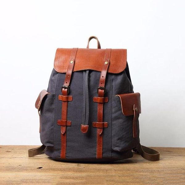 

backpack large capacity leather canvas backpacks for men school laptravel