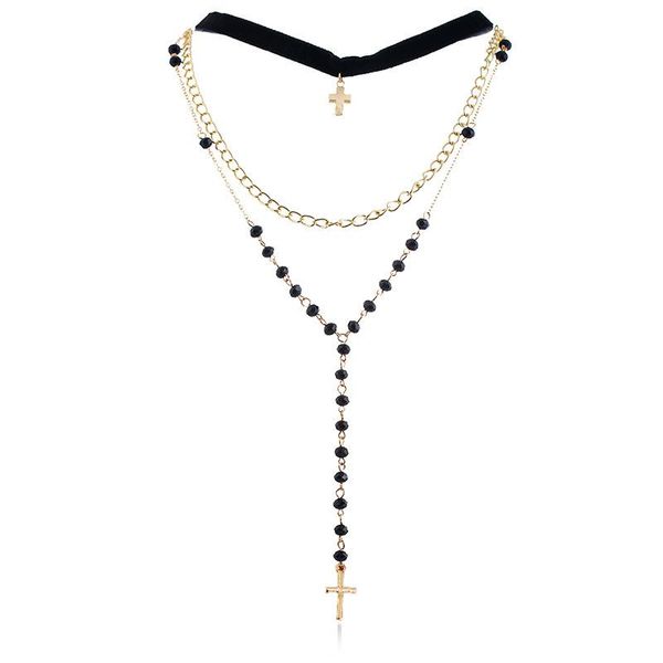 

pendant necklaces fashion trend jewelry exaggerated multi-layer cross personality tide clavicle necklace female, Silver