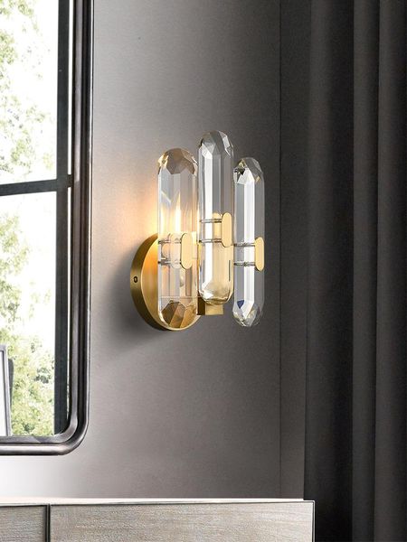 

wall lamp chinese style marble living room tv background long copper aisle corridor bedroom bedside