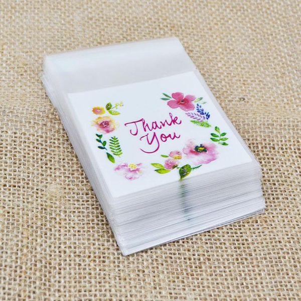 

gift wrap 50/100pcs plastic bags thank you cookie candy bag self-adhesive for wedding birthday party biscuit baking packaging
