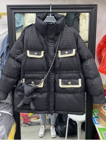 

down coat 2021 winter korean collection waist small fragrance temperament man short white duck jacket women's, Black