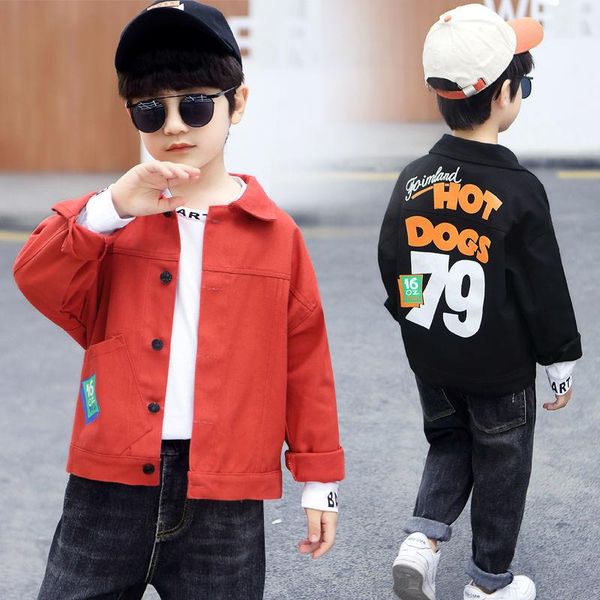 

letter print kids boys jacket coats loose single breasted children outerwear children's clothing for jackets, Blue;gray