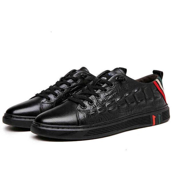

autumn trend first layer cowhide men's sho flat leather board low casual