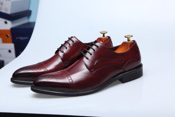 

dress shoes men's leather business formal wear lace-up wedding work, Black