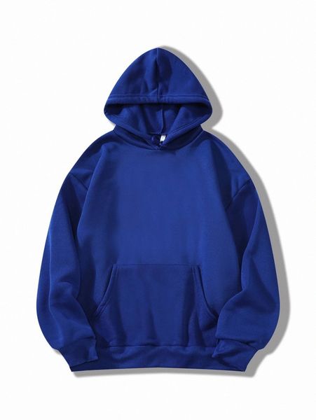 

solid kangaroo pocket thermal lined hoodie i8zh#, White;black