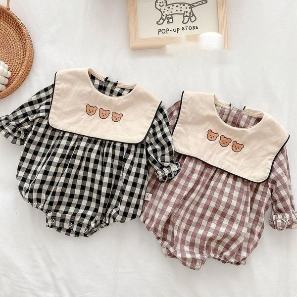 

jumpsuits plaid born baby romper infant fall girl rompers clothes, Blue