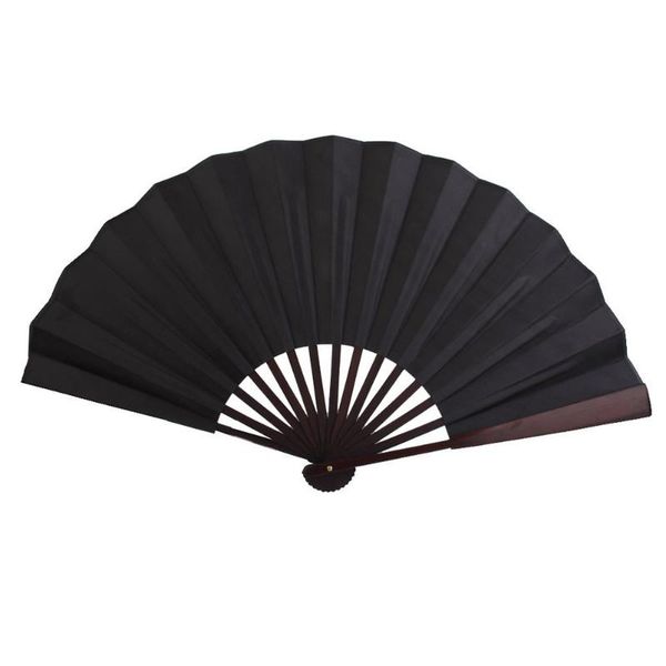 

party favor men folding bamboo blank hand fan wedding gift (black)