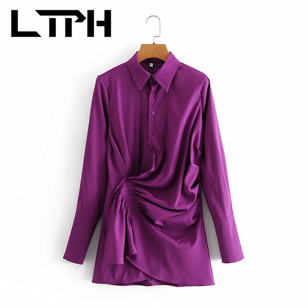 

french elegant wrapped irregular single breasted shirt dress women satin long sleeve vintage dresses spring autumn 210427, Black;gray