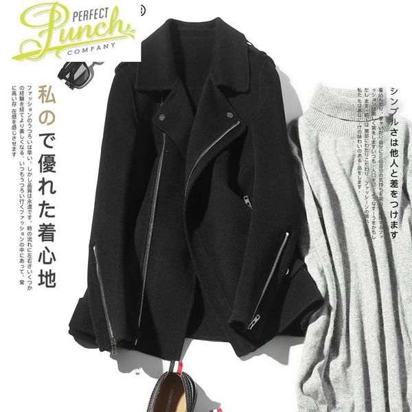 

men's wool & blends 100% coat men korean double-sided man jacket blazer collar mens coats and jackets abrigo hombre nm19-1028 kj1226, Black