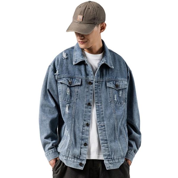 

men's jackets 2021 spring denim jacket basic sleeve letter print casual mens fashion college japanese streetwear m-5xl, Black;brown