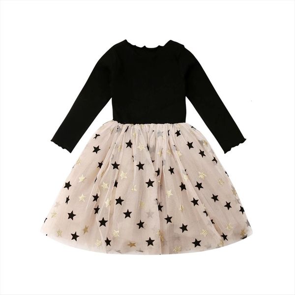 

1 7years kid baby girl dresses girls star print autumn kids long sleeve tutu princess patchwork, Red;yellow