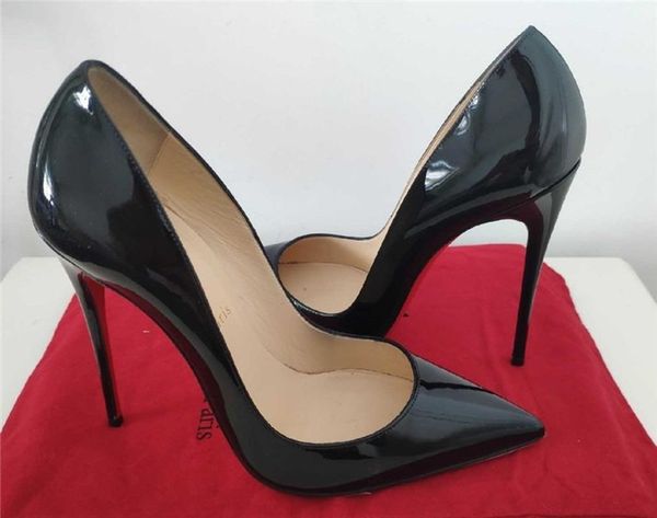 

the large-size pointed heels thin heel single shoes women's 12 cm dress, Black