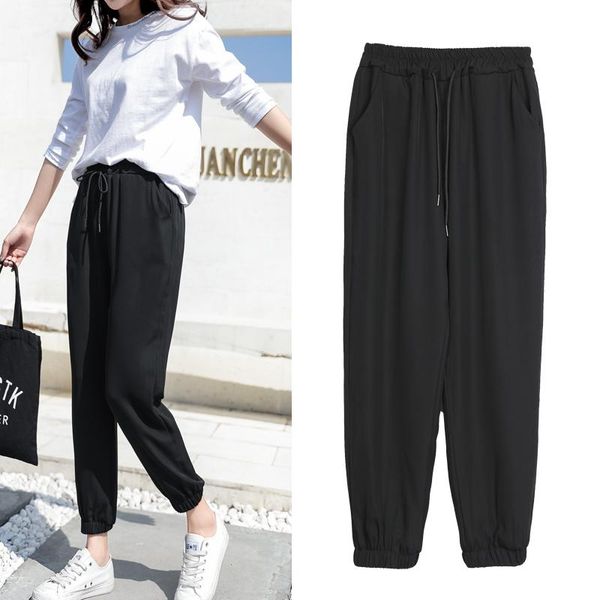 

women's pants & capris nine casual feet chiffon harem, Black;white