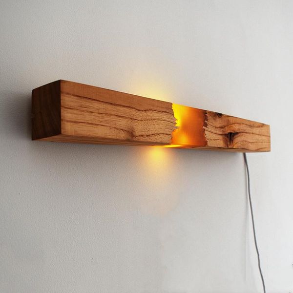 

43* 5*4.8cm rotatable wooden wall lamp wood grain color warm light resin bedside