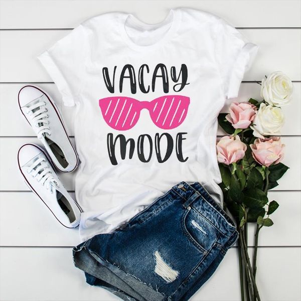 

vacay mode travel beach women t shirt fashion print clothes tumblr graphic, White