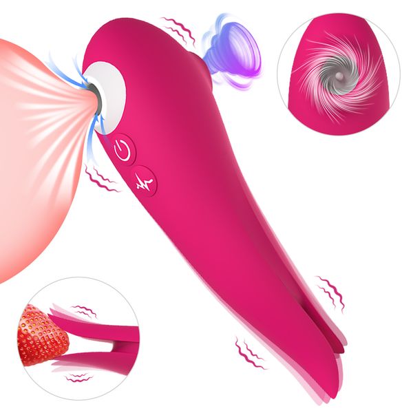 Massaggio Capezzolo Massaggio Vibratore Sex Shop Dispositivo per masturbazione femminile Sesso orale Clitoride Lingua leccata Ventosa Giocattoli erotici per coppia