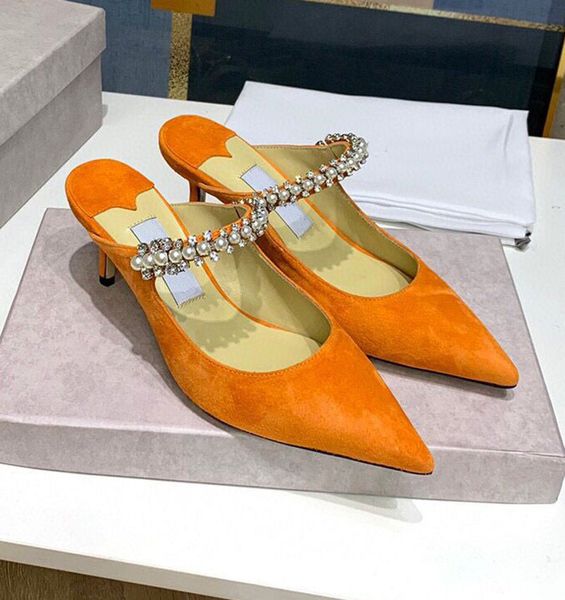 

2021 summer new jc fashion pointed high heel stiletto toe box back empty rhinestone slippers with sandals for women mmm, Black