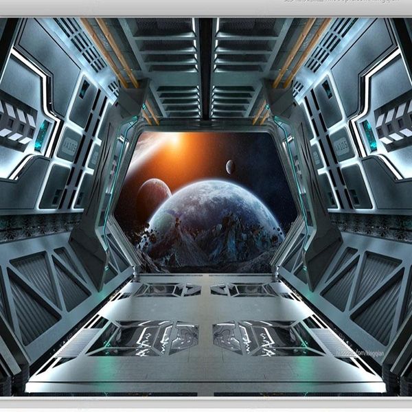 

wallpapers custom self-adhesive mural wallpaper 3d spaceship hatch bar ktv background wall sofa bedroom waterproof stickers papel fresco
