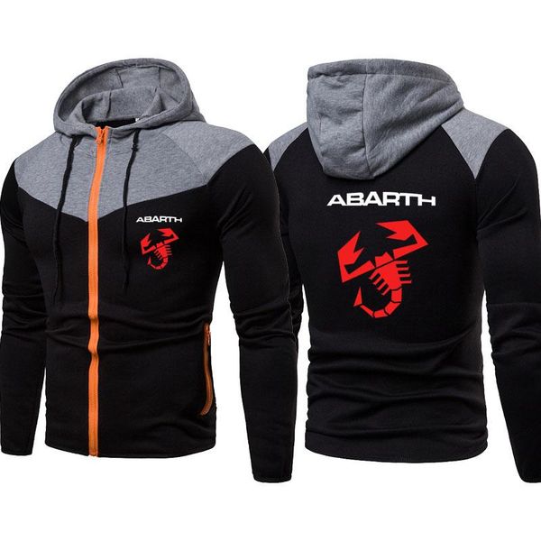 

men's hoodies & sweatshirts fashion spring autumn casual men baseball jacket abarth logo print slim hooded cotton jackets trend splicin, Black