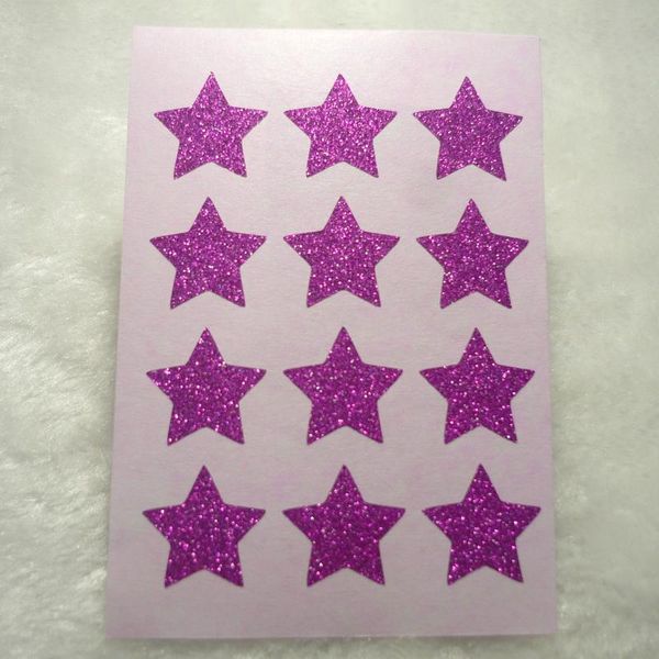 

1.9cm mini pink glitter star sticker gift wrap