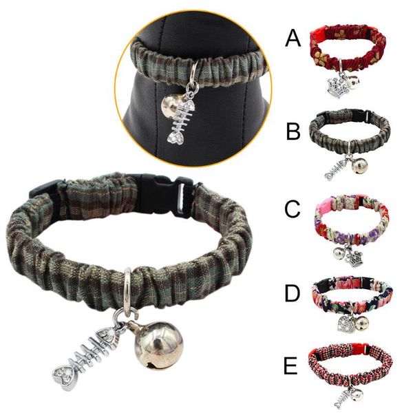 

pet dog collar with bell and wind print lightweight fabric adjustable cat supplies coleira para cachorr 2021 collars & leashes