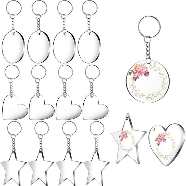 

keychains acrylic transparent keychains, waterproof, all kinds of key buckles, which are suitable for diy projects, Silver