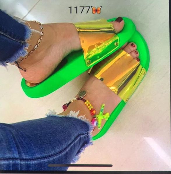 

slipper shoes women summer slippers 2021 neon pvc beach slides casual female platform for 42 size, Black