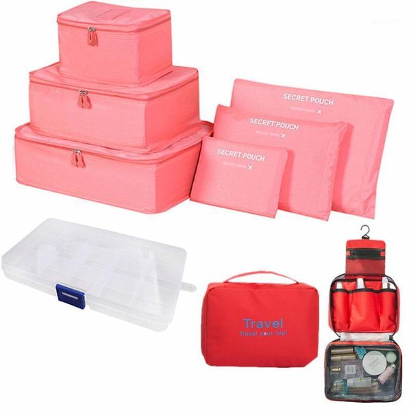 

storage bottles & jars 8pcs travel bag container box big capacity luggage clothes tidy pouch jewelry bath hanging organizer