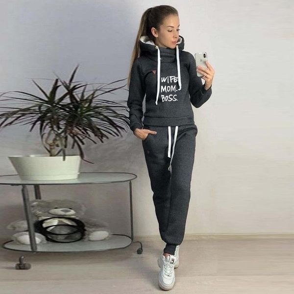 

women's hoodies & sweatshirts 2021 autumn fashion women kawaii harajuku long sleeve sports running suit tracksuit sportswear mom wife, Black