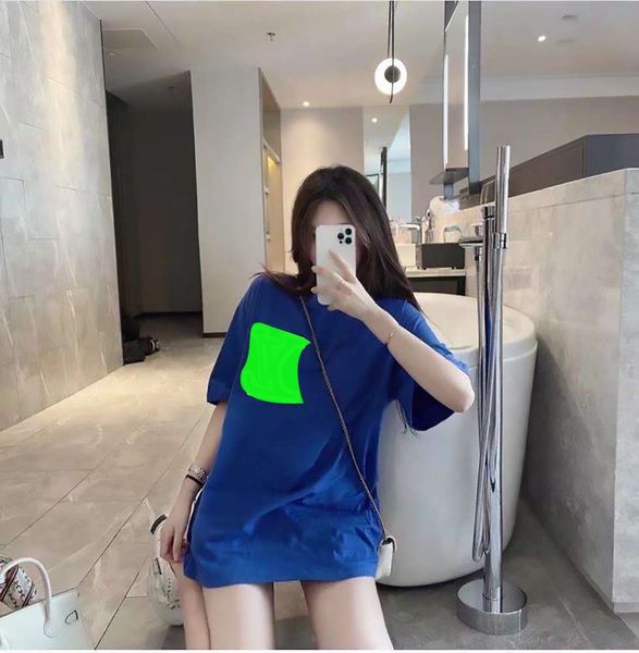 

t shirt male and female same style front back mirrored foam printing short sleeves, White