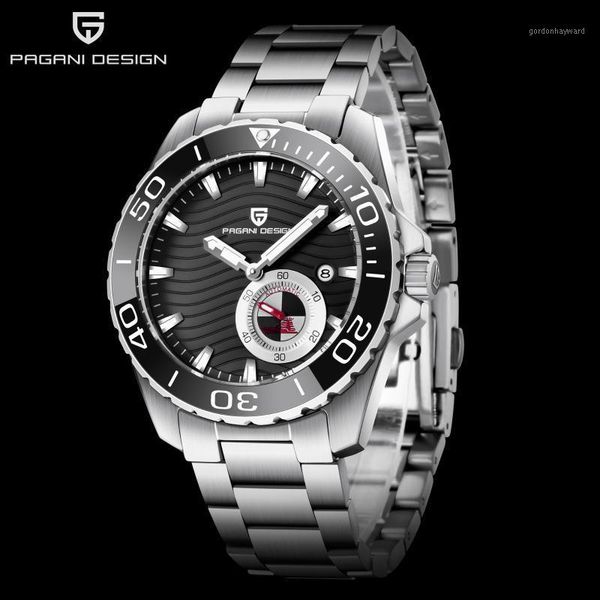 

pagani design 2021 men's mechanical watch stainless steel automatic waterproof men luxury clock wristwatches, Slivery;brown