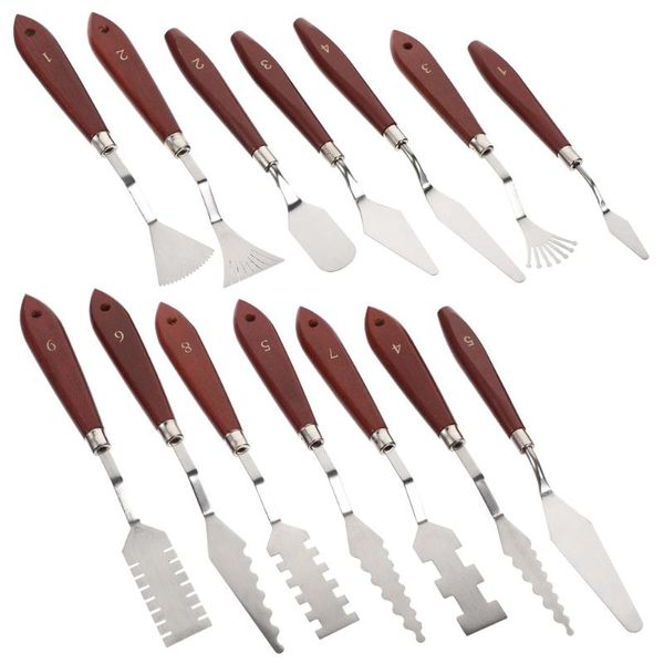 

14pcs art oil painting spatulas stainless steel color mixing tools for gift sets