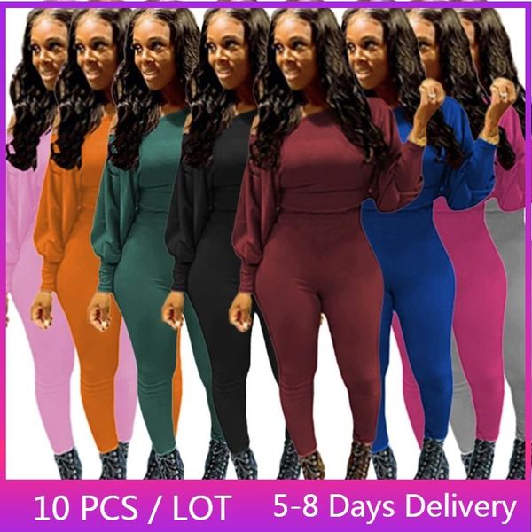 

women's two piece pants wholesale items loungewear women peice sets fall clothes casual jogging suits for outfits long sleeve leggings, White