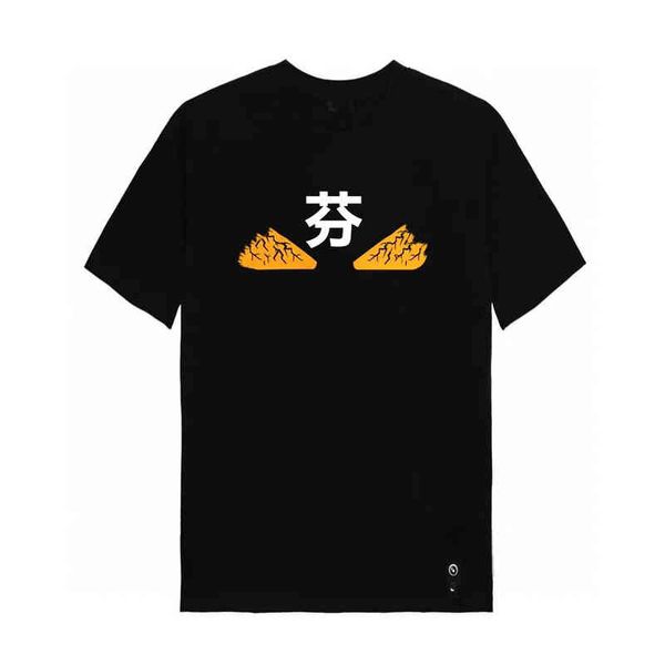 

high version 22 tide fenjia demon crack rubber eyes round neck t-shirt men's and women's loose casual bottoming shirt, White