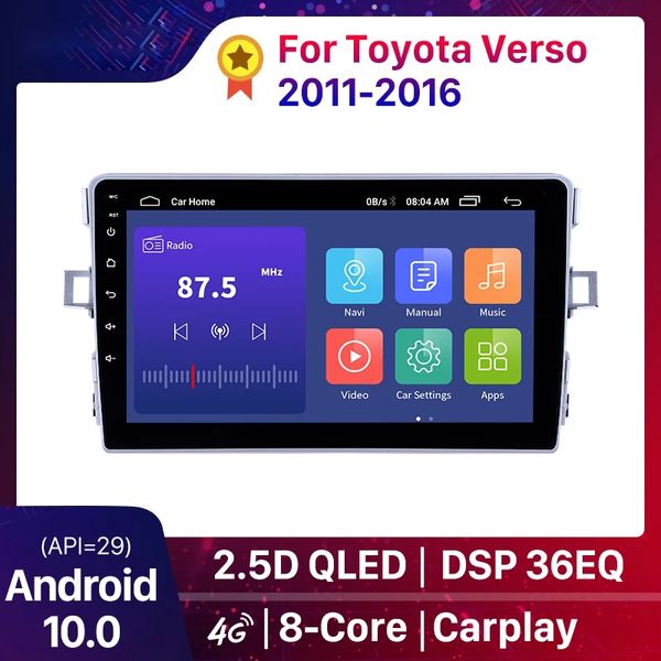 GPS di Navigazione Per Auto dvd Video Multimedia Player 2din Android 10.0 8-core Auto Radio Per Toyota Verso 2011-2016