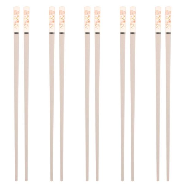 

chopsticks 5 pairs reusable japanese style home non-slip alloy