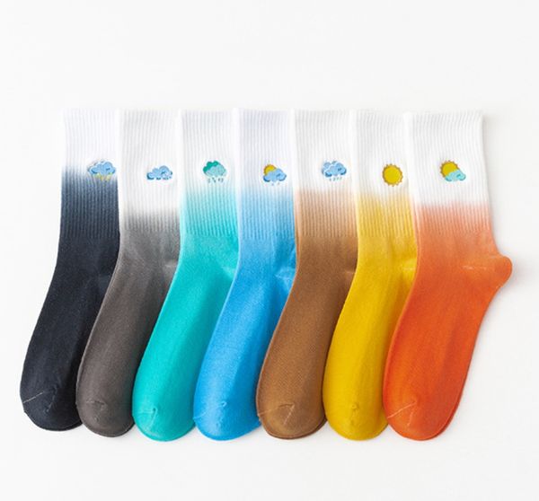 

tie-dye men cotton gradient street clothing novelty socks harajuku women socks basketball sports socks fashion hot, White;pink