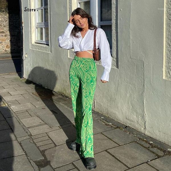 

women's pants & capris summer women y2k chic high tie dye waisted skinny green baggy casual trousers sweatpants female 2021, Black;white