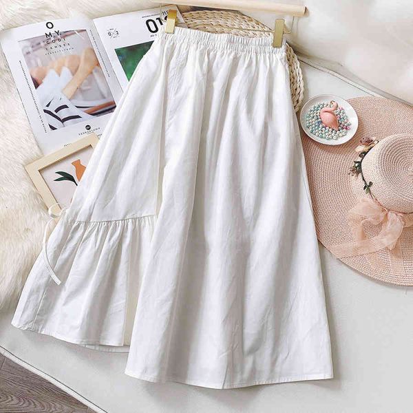 

skirts women summer cotton white long boho stretch high waist a-line femme faldas jupe saia 559p, Black