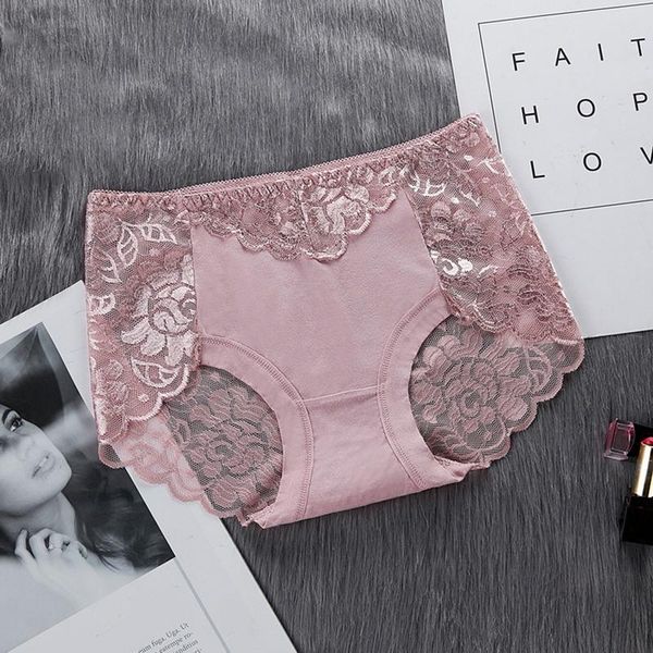 

women's panties plus size underwear lace transparent hollow female briefs hip lift lady underpants lingerie health knickers, Black;pink