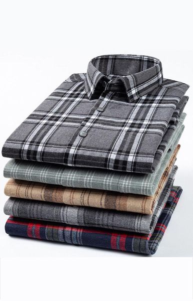 

men's casual shirts men flannel plaid shirt 100% cotton 2021 spring autumn long sleeve soft comfort slim fit styles brand for man plus, White;black
