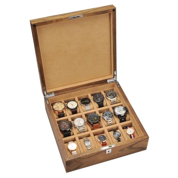 

watch boxes & cases 15 slots luxury fashion men home wooden box storage for watches 200911-24, Black;blue