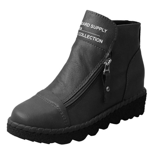 

boots vogue nice women short ankle autumn winter ladies zipper increase booties shoes jly25, Black