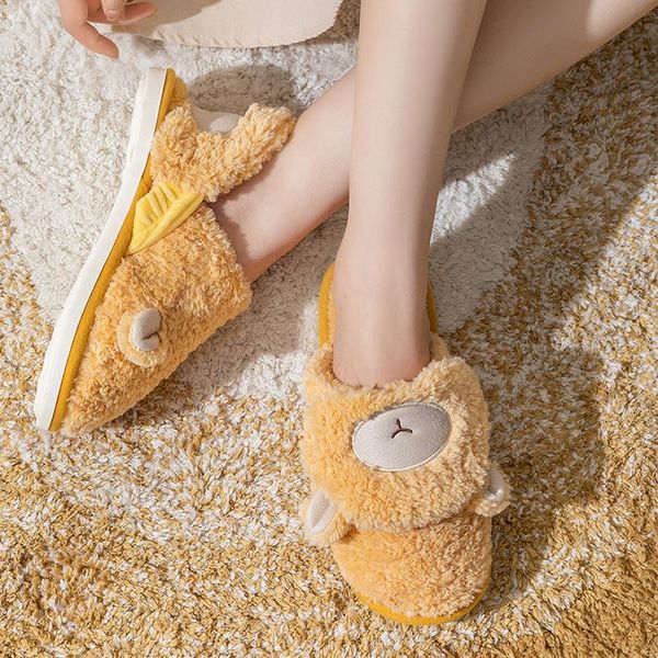 

slippers cotton female winter thick bottom lovers lovely student home anti-skid indoor moon shoes, Black